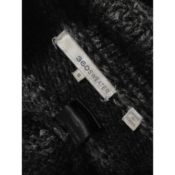 360 Sweater Gray & Black Striped Wool Blend Drape Front Open Cardigan Size S - Picture 7 of 7